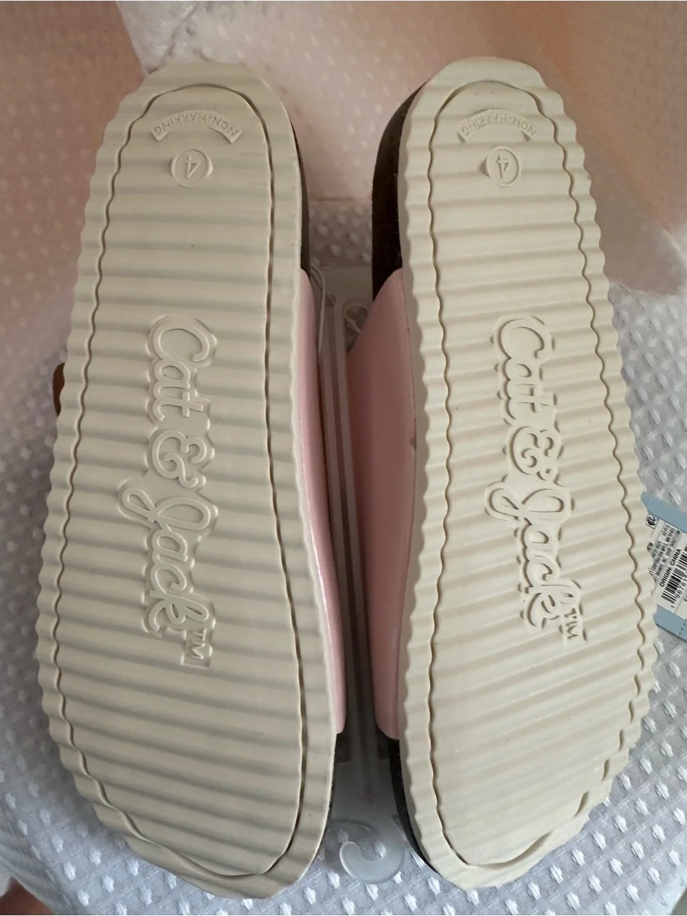 Cat & Jack Light Pink Pearl Buckle Slide Sandals NEW Big Girls Size 4